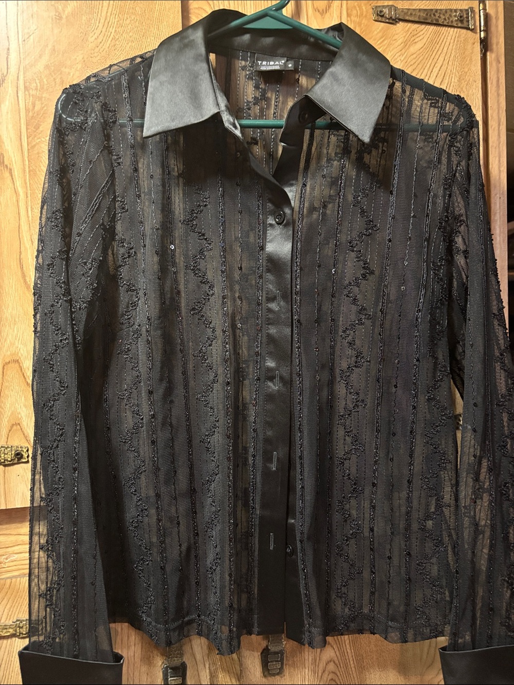 Black Mesh Top by Tribal size 8 Womens Super Cute